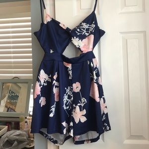 Blue Floral Keyhole Romper